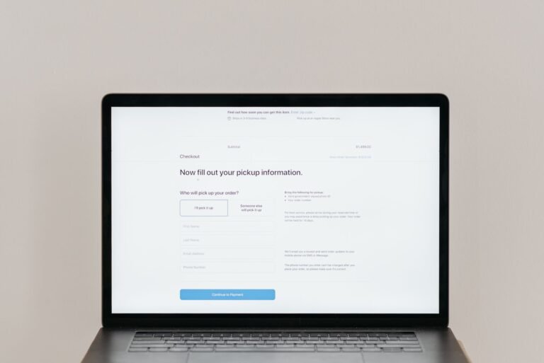 Laptop showing an online booking form